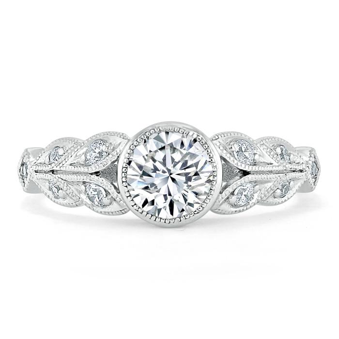 1.25ct Vintage Round Cut Moissanite Engagement Ring,  Available in White Gold, Platinum, Rose Gold or Yellow Gold