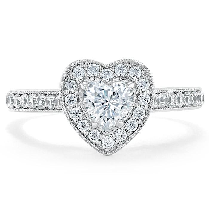 1.40ct  Heart Cut Moissanite Engagement Ring, Classic Halo,  Available in White Gold, Platinum, Rose Gold or Yellow Gold
