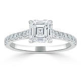 1.20ct Asscher Cut Moissanite Engagement Ring, Classic Style,  Available in White Gold, Platinum, Rose Gold or Yellow Gold