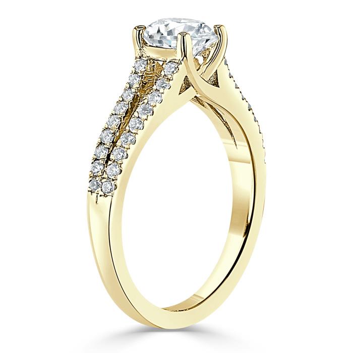 Lab Diamond Round Cut Engagement Ring Tiffany Style Double Row Band Infinity Diamond Jewellery