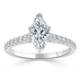 1.20ct Marquise Cut Moissanite Engagement Ring, Classic Style,  Available in White Gold, Platinum, Rose Gold or Yellow Gold