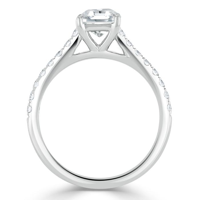 1.20ct Asscher Cut Moissanite Engagement Ring, Classic Style,  Available in White Gold, Platinum, Rose Gold or Yellow Gold
