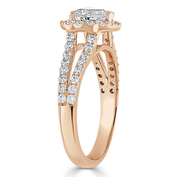 1.60ct  Heart Cut Moissanite Engagement Ring, Classic Halo,  Available in White Gold, Platinum, Rose Gold or Yellow Gold