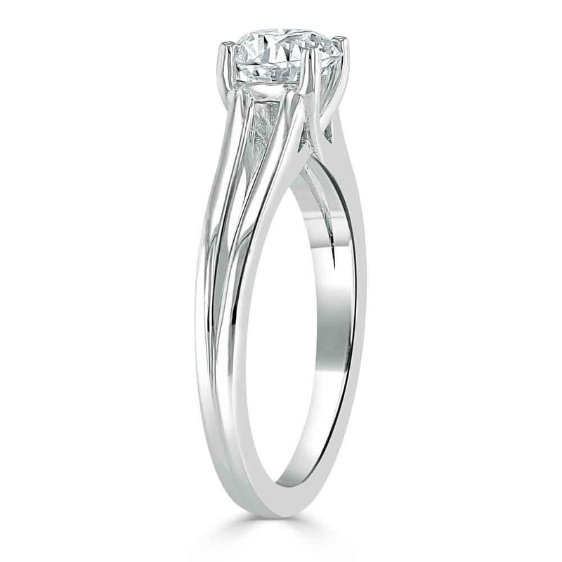 Lab-Diamond Asscher Cut Engagement Ring, Classic Style with Split Shank, Choose Your Stone Size and Metal