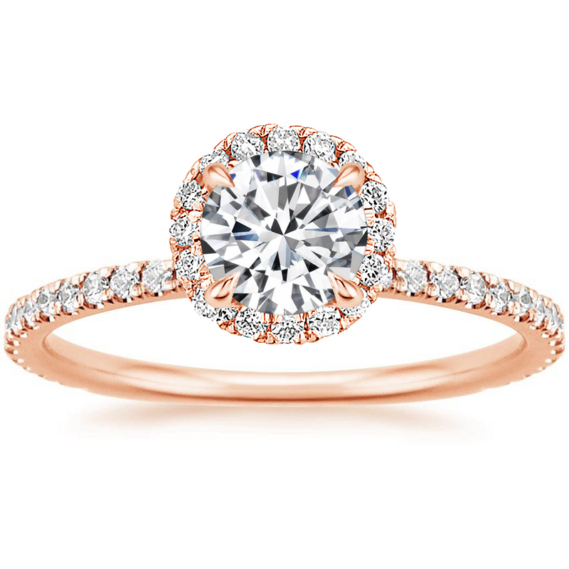 Lab-Diamond, Classic Round Cut Halo Engagement Ring, Choose Your Stone Size and Metal