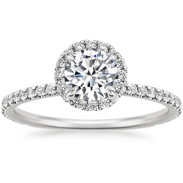 Lab-Diamond, Classic Round Cut Halo Engagement Ring, Choose Your Stone Size and Metal