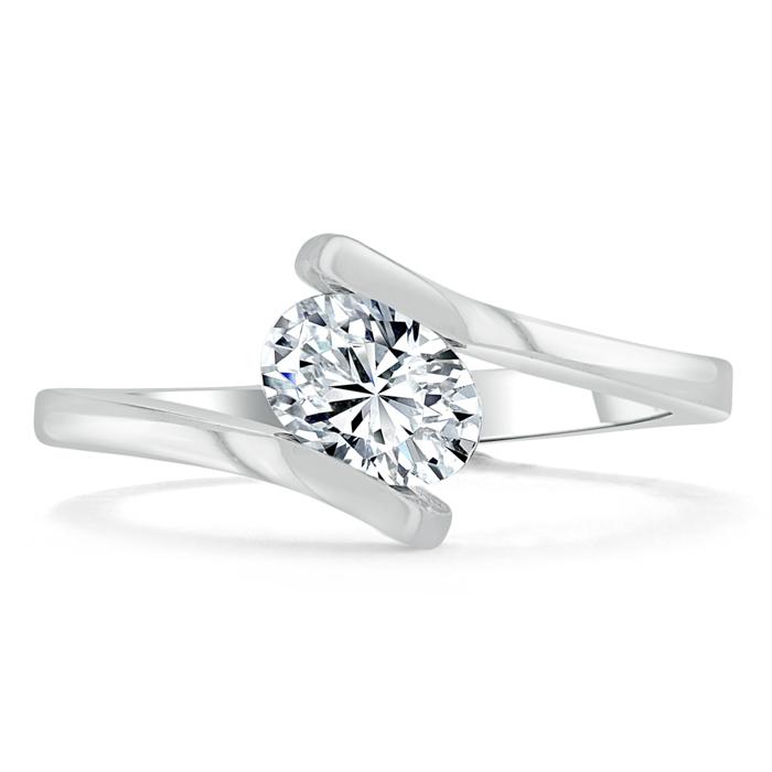 1.00ct  Oval Cut Moissanite Engagement Ring, Twist Design,  Available in White Gold, Platinum, Rose Gold or Yellow Gold