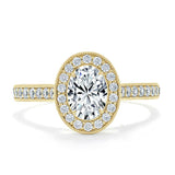 1.35ct Oval Cut Moissanite Halo Engagement Ring, Tiffany Style,  Available in White Gold, Platinum, Rose Gold or Yellow Gold