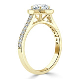 1.35ct  Round Cut Moissanite Halo Engagement Ring, Tiffany Style,  Available in White Gold, Platinum, Rose Gold or Yellow Gold