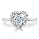 0.75ct Heart Cut Moissanite Halo Engagement Ring, Available in White Gold or Platinum