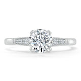 Lab-Diamond, Vintage Round Cut Engagement Ring, Choose Your Stone Size and Metal