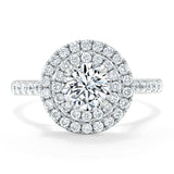 Lab-Diamond, Round Cut Double Halo Engagement Ring, Tiffany Style, Choose Your Stone Size and Metal