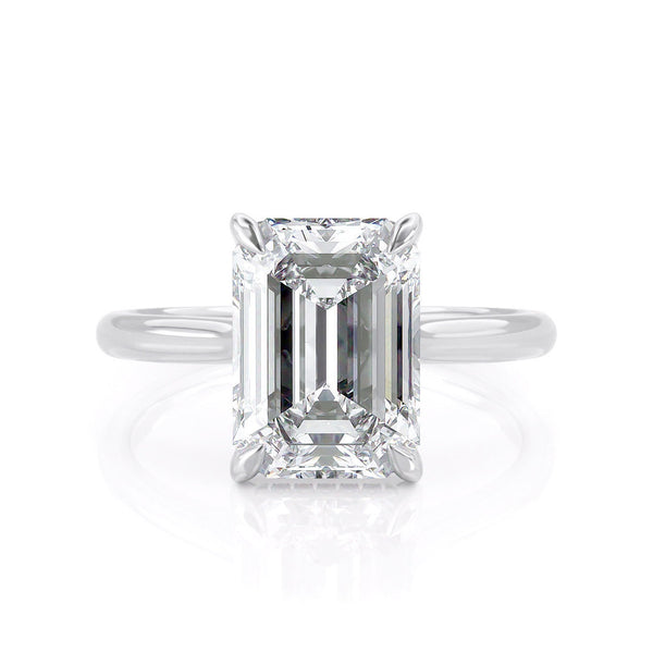 Emerald Cut Hidden Halo Moissanite Engagement Ring, Choose Your Stone Size and Metal