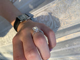Emerald Cut Hidden Halo Moissanite Engagement Ring, Choose Your Stone Size and Metal
