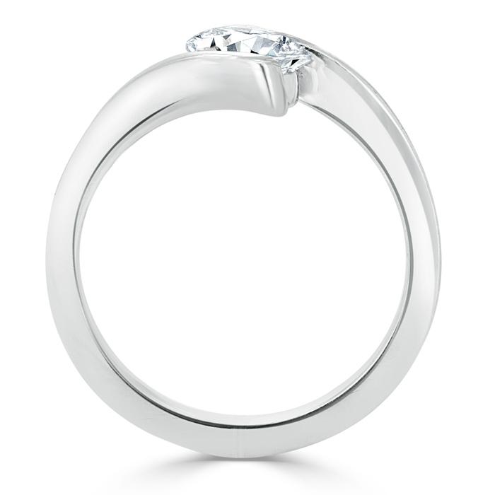 1.00ct  Oval Cut Moissanite Engagement Ring, Twist Design,  Available in White Gold, Platinum, Rose Gold or Yellow Gold
