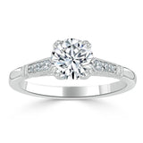 Lab-Diamond, Vintage Round Cut Engagement Ring, Choose Your Stone Size and Metal