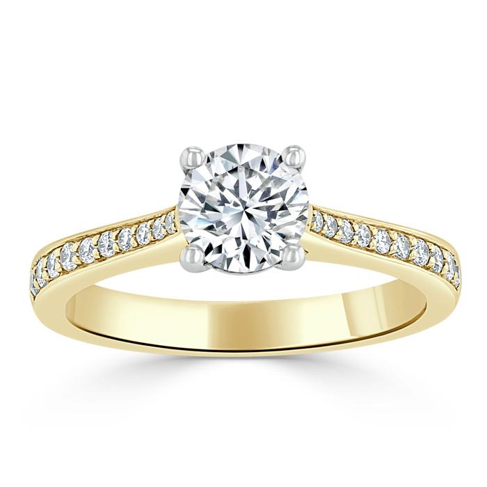 1.00ct  Round Cut Moissanite Halo Engagement Ring, Classic Style,  Available in White Gold, Platinum, Rose Gold or Yellow Gold