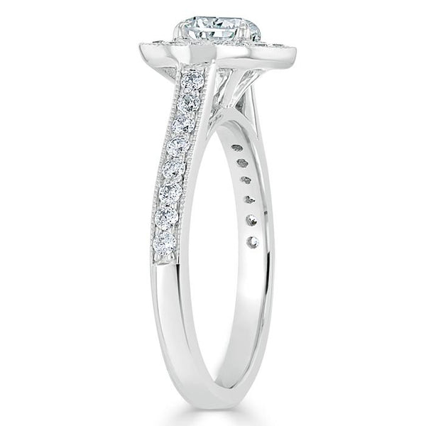 Lab-Diamond Heart Cut Engagement Ring, Classic Halo, Choose Your Stone Size and Metal