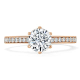1.25ct  Round Cut Moissanite Halo Engagement Ring, Classic Tiffany Style,  Available in White Gold, Platinum, Rose Gold or Yellow Gold