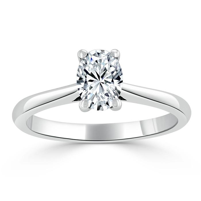0.75ct  Oval Cut Moissanite Engagement Ring, Classic Design,  Available in White Gold, Platinum, Rose Gold or Yellow Gold