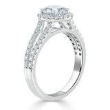 1.50ct  Round Cut Moissanite  Halo Engagement Ring, Tiffany Style,  Available in White Gold, Platinum, Rose Gold or Yellow Gold