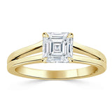 Lab-Diamond Asscher Cut Engagement Ring, Classic Style with Split Shank, Choose Your Stone Size and Metal