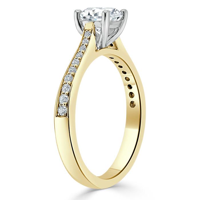 1.00ct  Round Cut Moissanite Halo Engagement Ring, Classic Style,  Available in White Gold, Platinum, Rose Gold or Yellow Gold