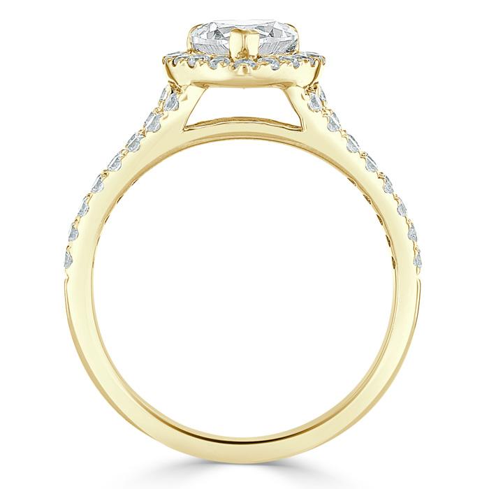 1.60ct  Heart Cut Moissanite Engagement Ring, Classic Halo,  Available in White Gold, Platinum, Rose Gold or Yellow Gold