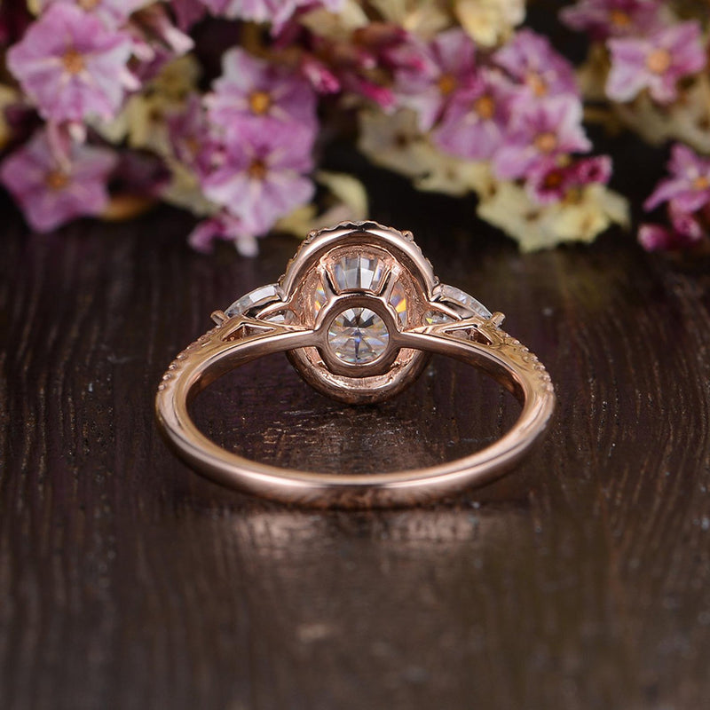 Oval Cut Moissanite Engagement Ring, Vintage Design, Choose Your Stone Size & Metal