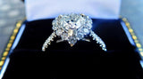 Heart shaped diamond engagament ring, heart shaped halo
