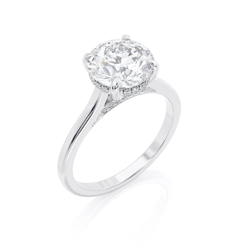 3.00ct Round Cut Moissanite, Classic Engagement Ring, Available in White Gold or Platinum