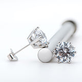 Classic Round Cut Diamond Stud Earrings, 925 Sterling Silver, Choose Your Stone Size and Metal