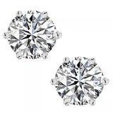 Classic Round Cut Diamond Stud Earrings, 925 Sterling Silver, Choose Your Stone Size and Metal