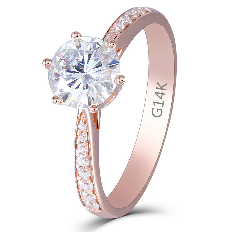 1.00ct Round Cut Moissanite, Classic Engagement Ring, Available in 14kt or 18kt Rose Gold