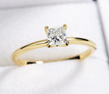 0.50ct Princess Cut Moissanite Engagement Ring, Vintage Design, Available in 14Kt or 18Kt Yellow Gold