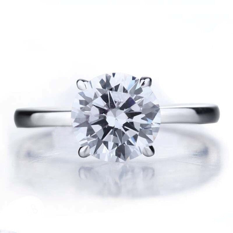 2.00ct Round Cut Moissanite Engagement Ring, Available in White Gold or Platinum