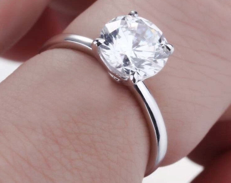 2.00ct Round Cut Moissanite Engagement Ring, Available in White Gold or Platinum