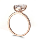 2.00ct Emerald Cut Moissanite Engagement Ring, Available in 14kt or 18kt Rose Gold