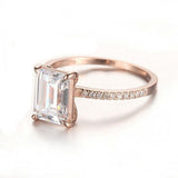 2.00ct Emerald Cut Moissanite Engagement Ring, Available in 14kt or 18kt Rose Gold