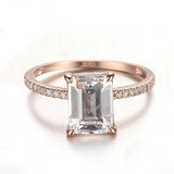 2.00ct Emerald Cut Moissanite Engagement Ring, Available in 14kt or 18kt Rose Gold