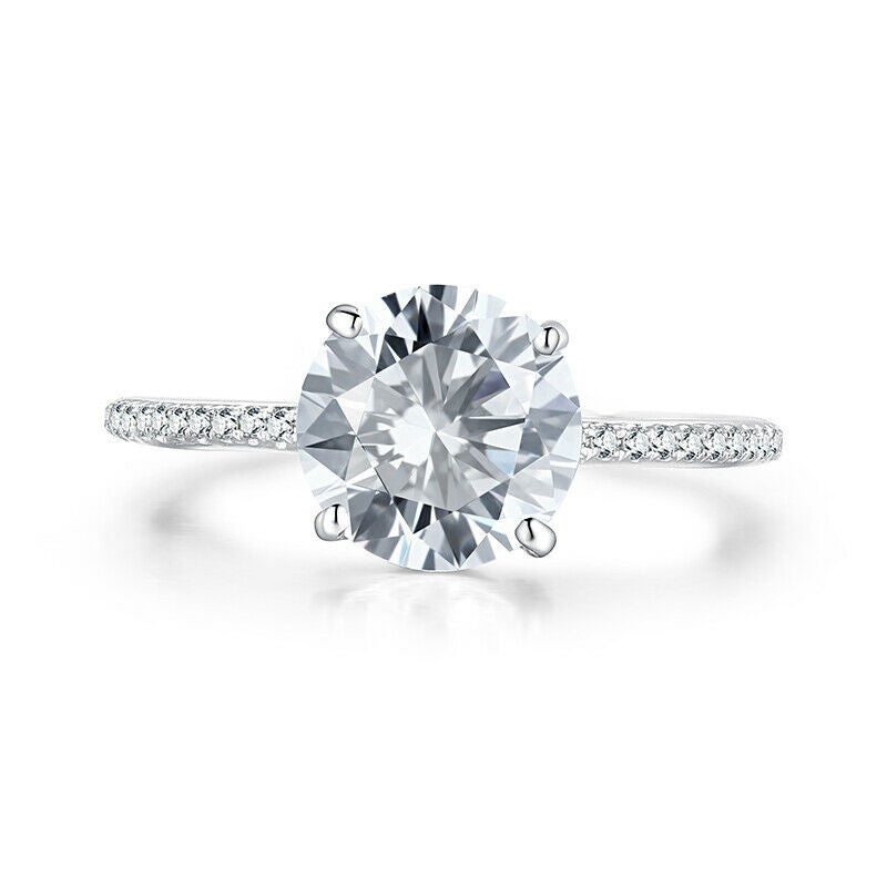 2.00ct Round Cut Moissanite Engagement Ring, Available in White Gold or Platinum
