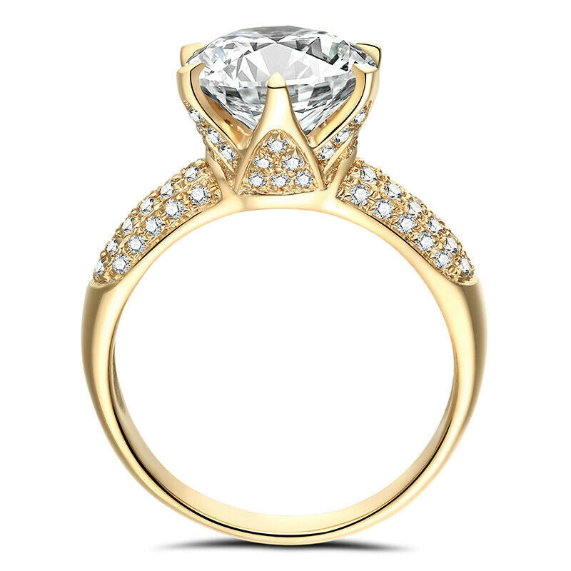 3.00ct Round Cut Moissanite, Classic Engagement Ring, Available in 14Kt or 18Kt Yellow Gold