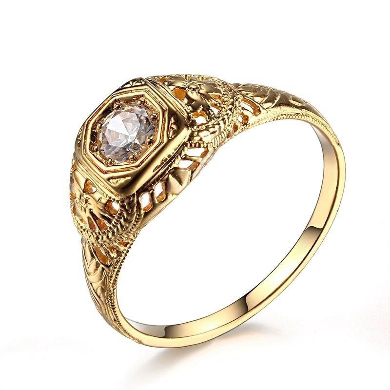 0.30ct Round Cut Moissanite Engagement Ring, Vintage Design, Available in 10Kt, 14Kt or 18kt Yellow Gold