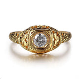 0.30ct Round Cut Moissanite Engagement Ring, Vintage Design, Available in 10Kt, 14Kt or 18kt Yellow Gold