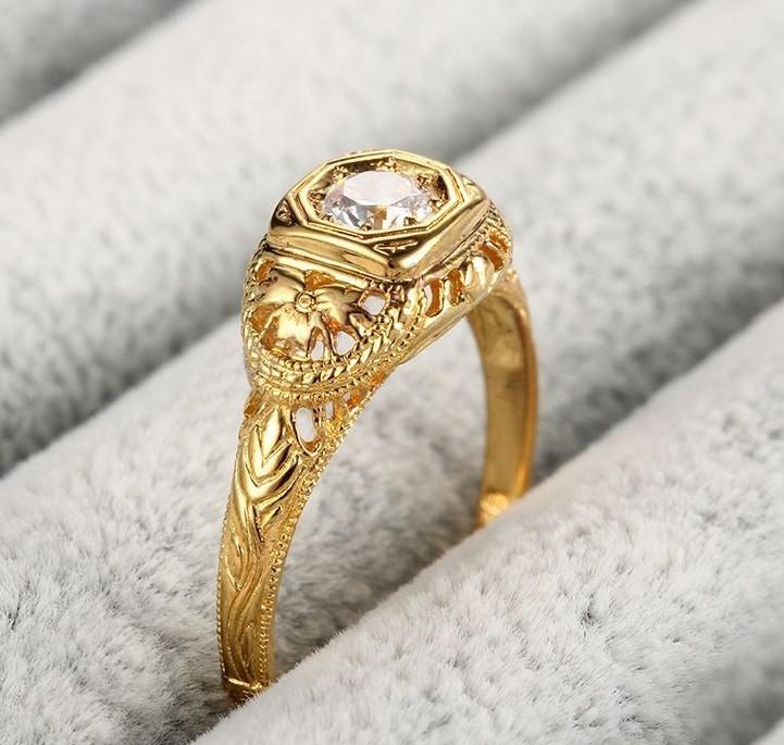 0.30ct Round Cut Moissanite Engagement Ring, Vintage Design, Available in 10Kt, 14Kt or 18kt Yellow Gold