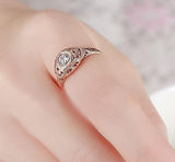 0.30ct Round Cut Moissanite Engagement Ring, Vintage Design, Available in 10Kt, 14Kt or 18kt Rose Gold