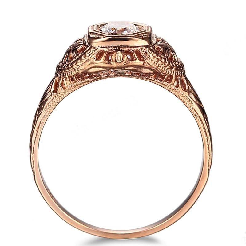 0.30ct Round Cut Moissanite Engagement Ring, Vintage Design, Available in 10Kt, 14Kt or 18kt Rose Gold