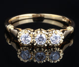 0.30ct Round Cut Moissanite 3 Stone Engagement Ring, Vintage Design, Available in 10Kt, 14Kt or 18kt Yellow Gold