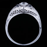 0.30ct Round Cut Moissanite Engagement Ring, Vintage Design, Available in 10Kt, 14Kt or 18kt White Gold