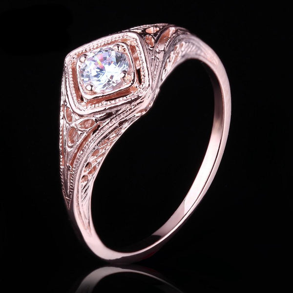 Copy of 0.30ct Round Cut Moissanite Engagement Ring, Vintage Design, Available in 10Kt, 14Kt or 18kt Rose Gold